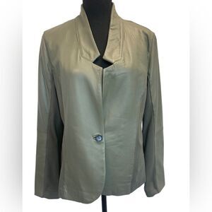 Pink Tartan olive green leather jacket Sz L